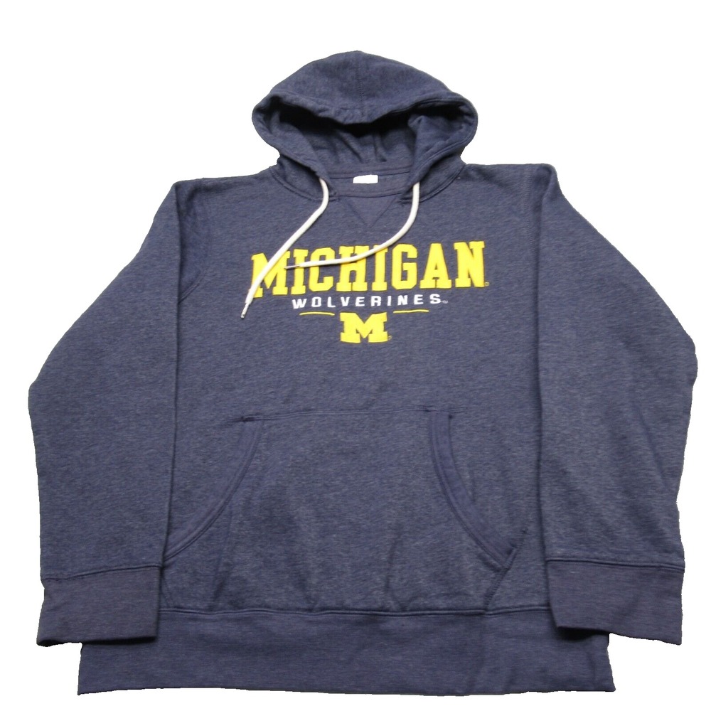 Michigan Wolverines Hoodie Men Medium Pro Edge Blue Fleece Pullover NCAA Active